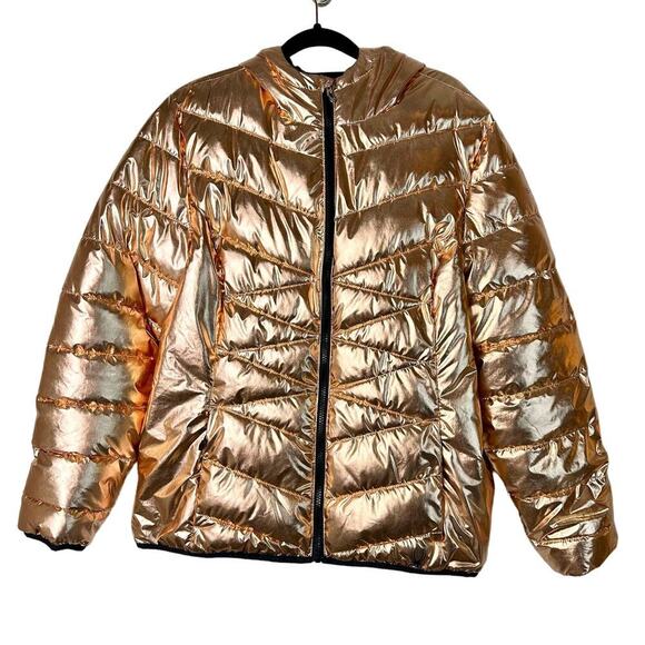 Spyder Jackets & Blazers - Spyder Coat Alyce Puffer Jacket Thermaweb Metallic Hooded Outdoor Rose Gold L